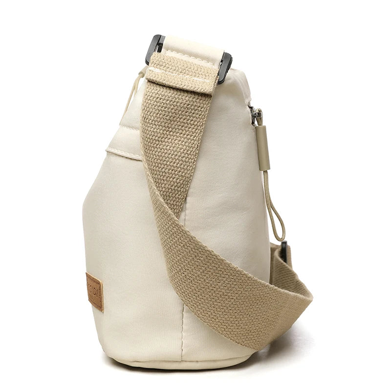 Cream Canvas Crossbody Bag Multi-Pocket Travel Set Shoulder Purse