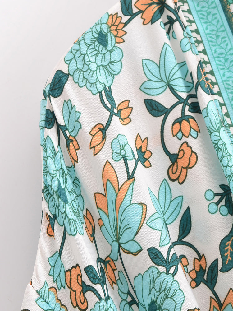 Floral Print Kimono Cardigan Beach Cover-Up Wrap