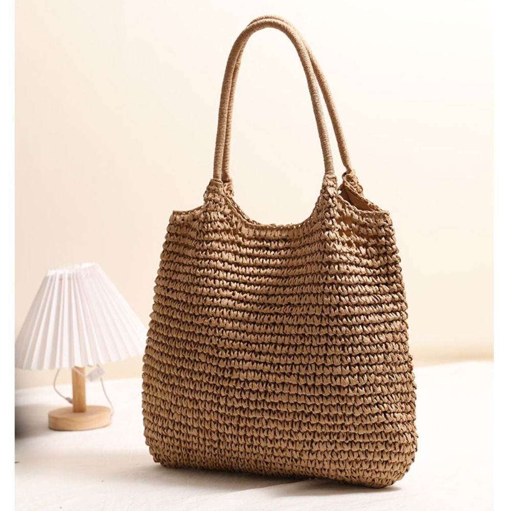 Woven Straw Shoulder Tote Beach Bag Handbag
