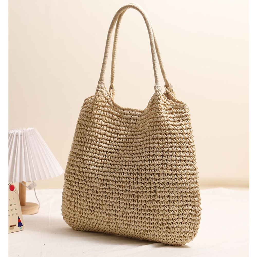Woven Straw Shoulder Tote Beach Bag Handbag
