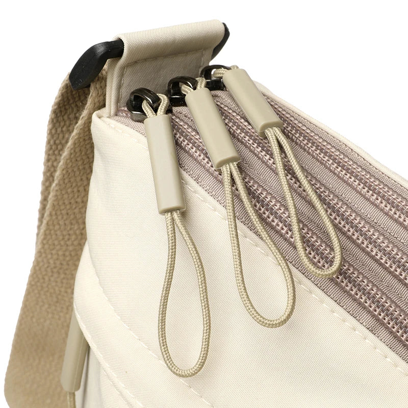 Cream Canvas Crossbody Bag Multi-Pocket Travel Set Shoulder Purse