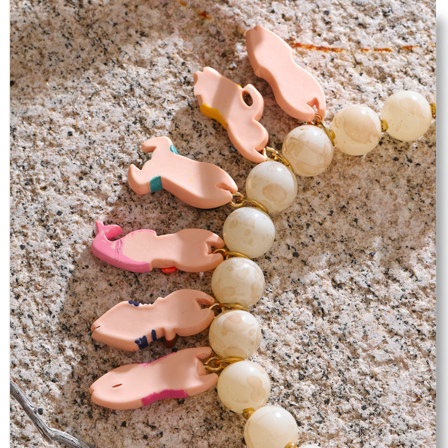 Swimmer Girl Charm Beaded Necklace Fun Beach Summer Jewelry