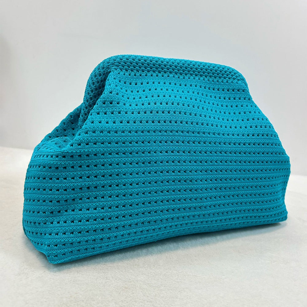 Crochet Knitted Dumpling Clutch Bag Gold Chain Crossbody