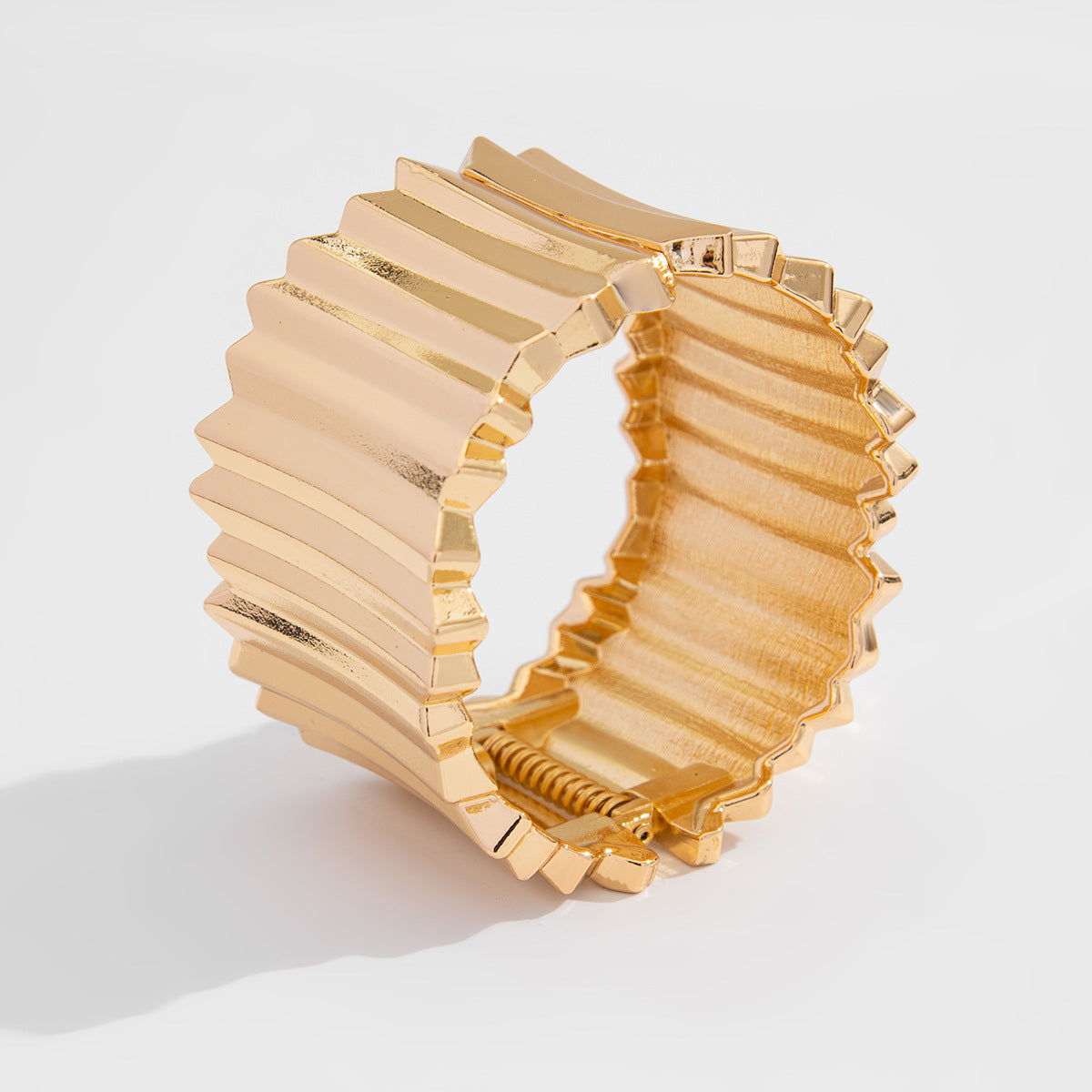 Corrugated Geometric Statement Bangle Bracelet Modern Minimalist Boho Chic Jewelry for Every Outfit