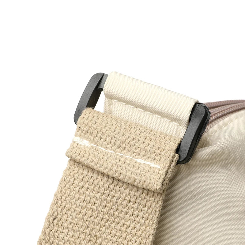 Cream Canvas Crossbody Bag Multi-Pocket Travel Set Shoulder Purse
