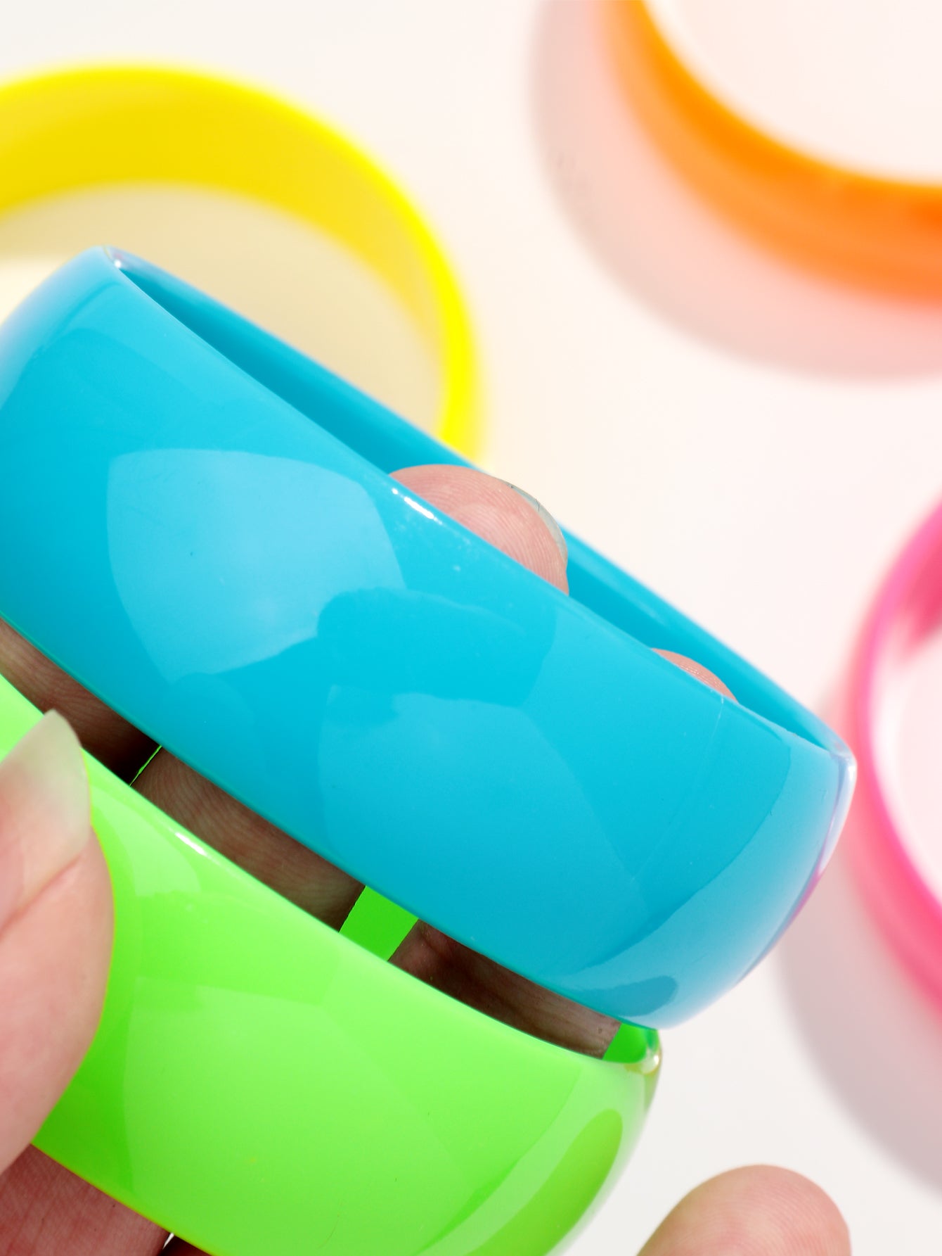 3pcs Neon Colorful Bangle Set Stackable Summer Jewelry Fashion Accessory