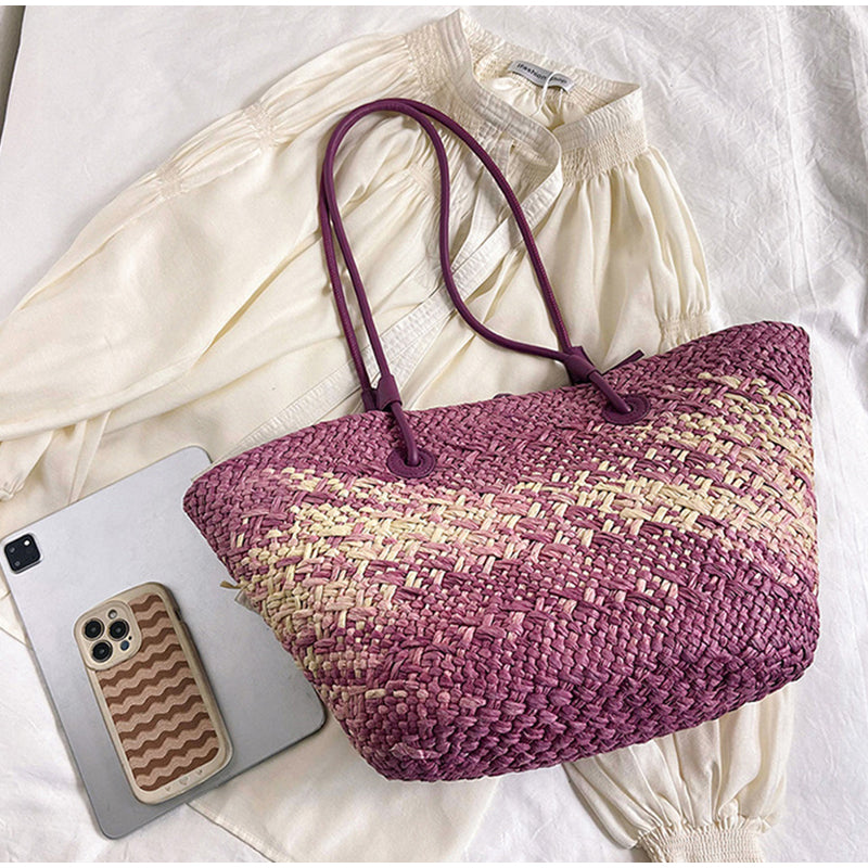 Woven Straw Tote Bag Summer Beach Shoulder Bag