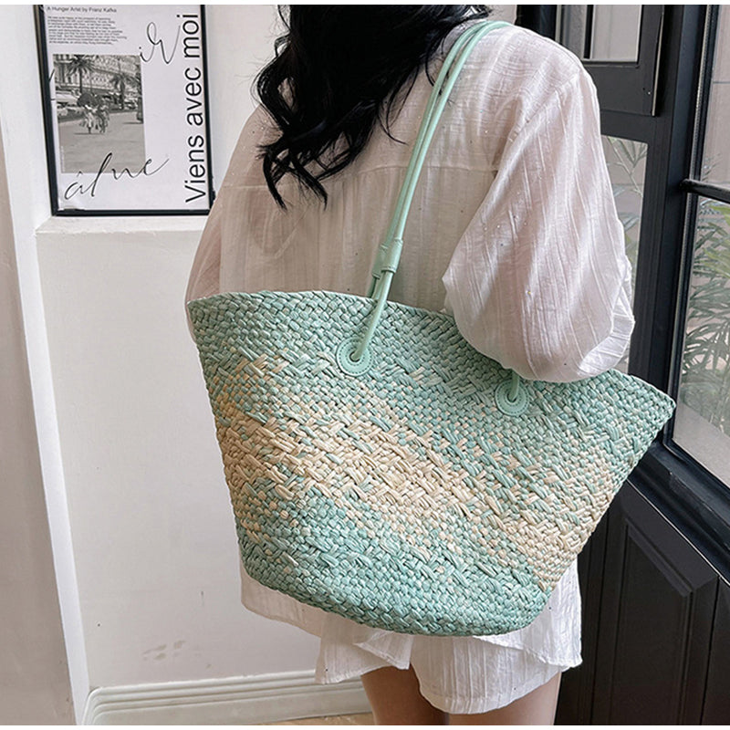 Woven Straw Tote Bag Summer Beach Shoulder Bag