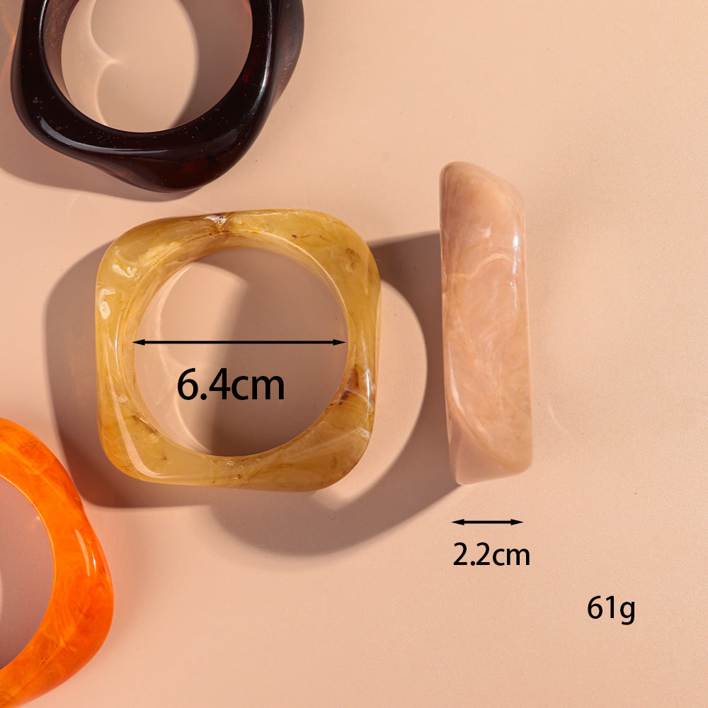 Acrylic Resin Bangle Bracelet Irregular Square Chunky Statement Jewelry