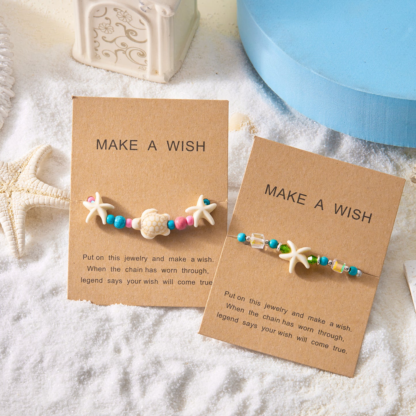 2-Piece Sea Turtle and Starfish Bracelet Set Beach Wish Jewelry