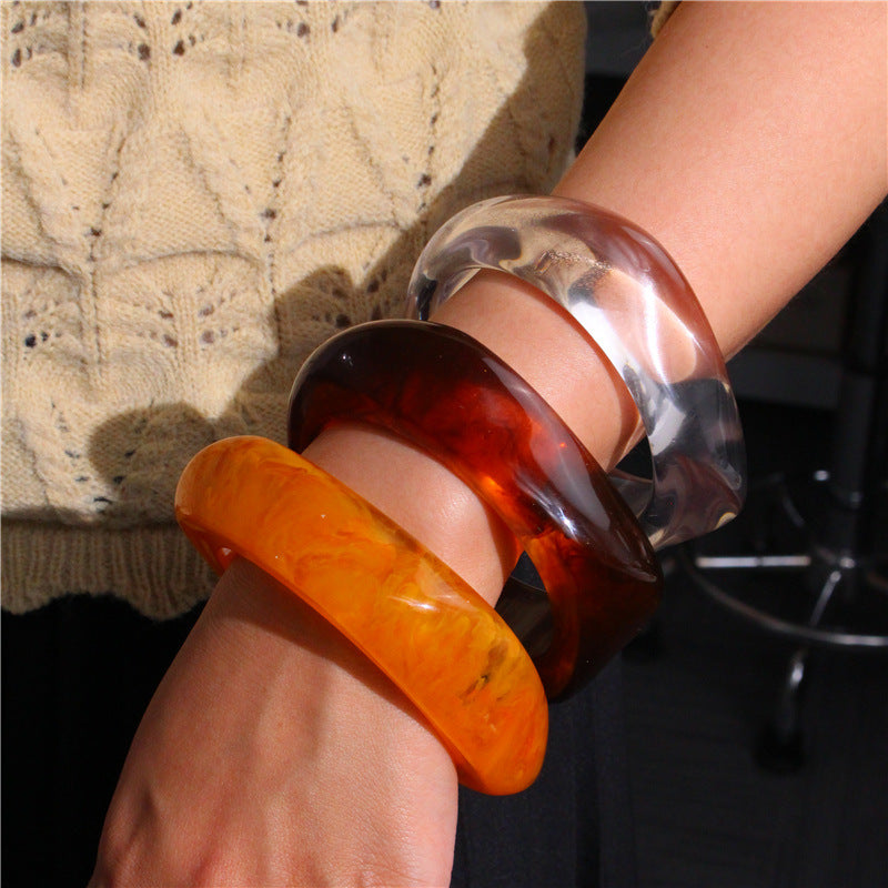 Acrylic Resin Bangle Bracelet Irregular Square Chunky Statement Jewelry