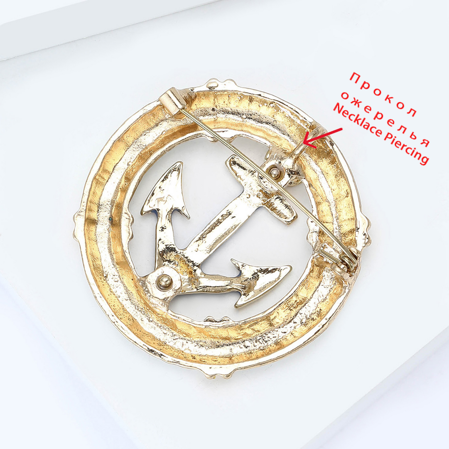 Nautical Anchor Life Ring Enamel Pin Brooch Maritime Gift