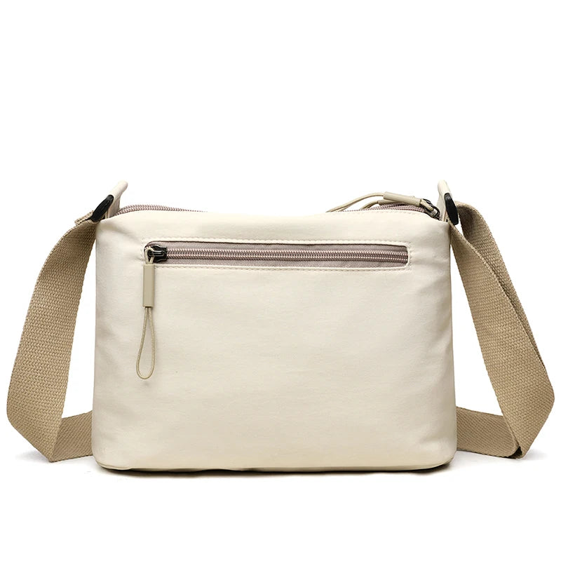 Cream Canvas Crossbody Bag Multi-Pocket Travel Set Shoulder Purse