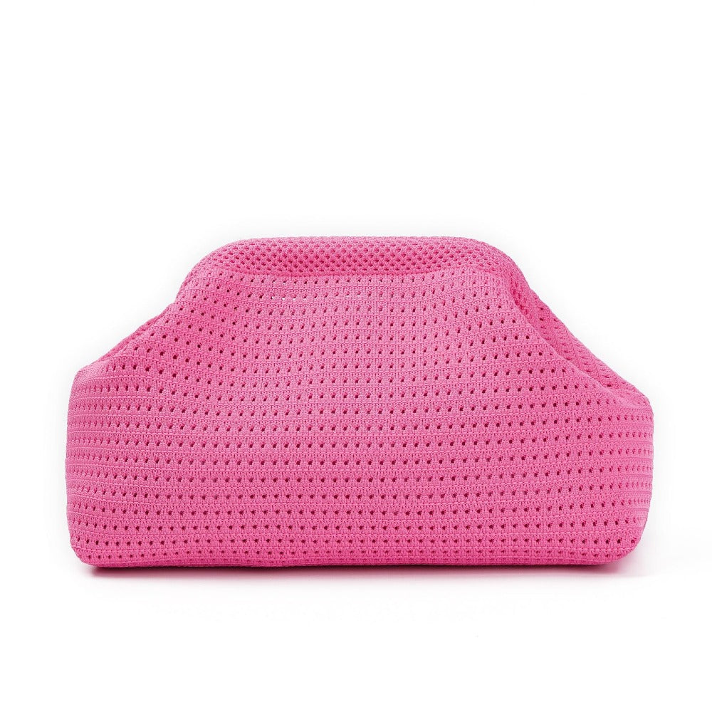 Crochet Knitted Dumpling Clutch Bag Gold Chain Crossbody