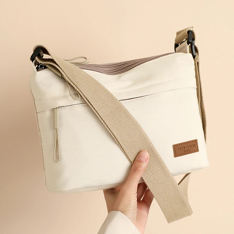 Cream Canvas Crossbody Bag Multi-Pocket Travel Set Shoulder Purse