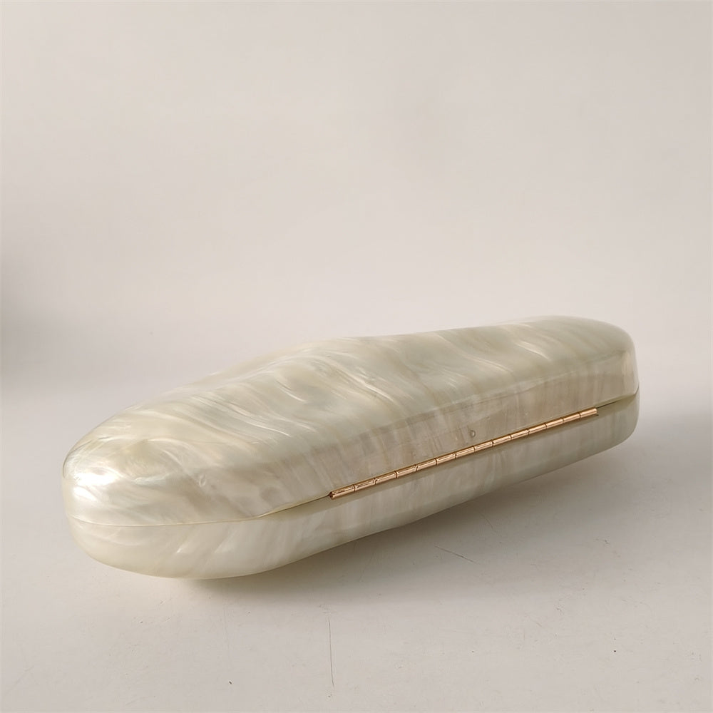 White Marble Acrylic Evening Clutch Bag Mother of Pearl Bride Prom Handbag