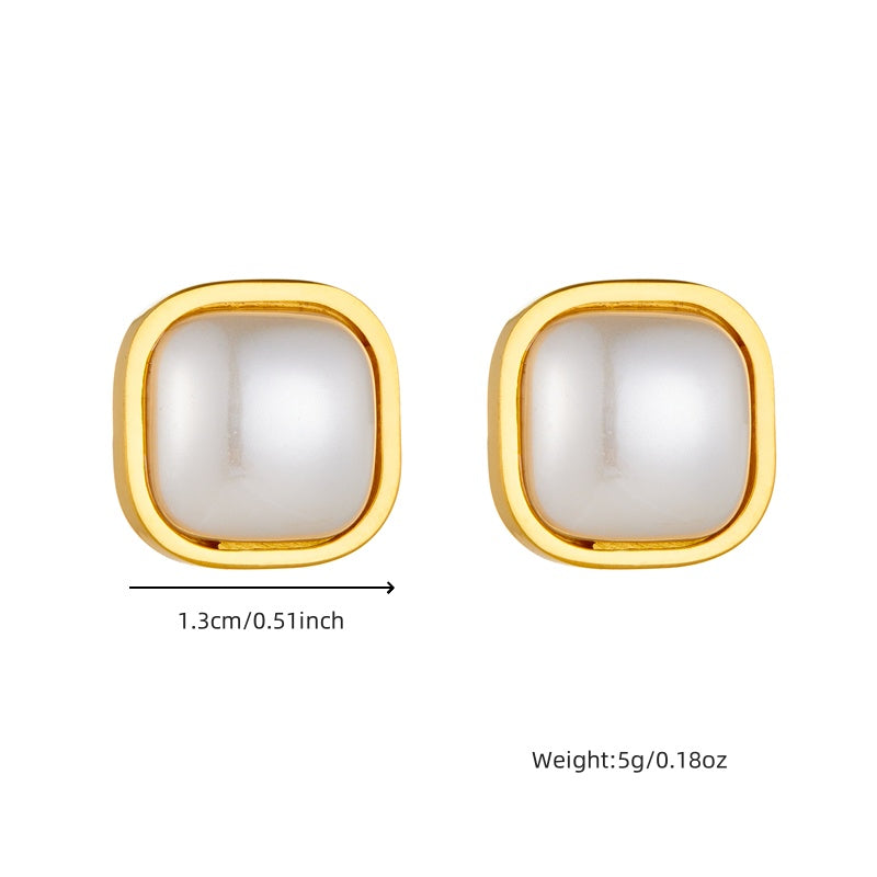 3pcs Gold Tone Mother of Pearl Jewelry Set for Women Adjustable Ring Necklace Earrings