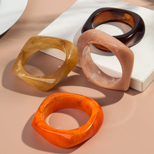 Acrylic Resin Bangle Bracelet Irregular Square Chunky Statement Jewelry