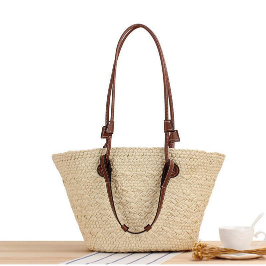Woven Straw Tote Bag Summer Beach Shoulder Bag