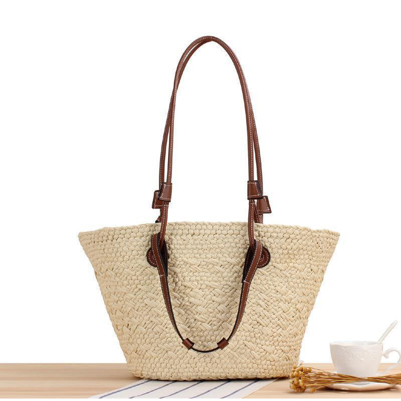 Woven Straw Tote Bag Summer Beach Shoulder Bag