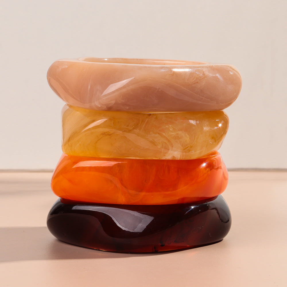 Acrylic Resin Bangle Bracelet Irregular Square Chunky Statement Jewelry