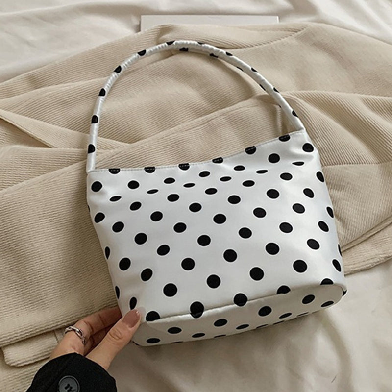 Trendy Polka Dot Shoulder Bag with Cute Teddy Bear Charm