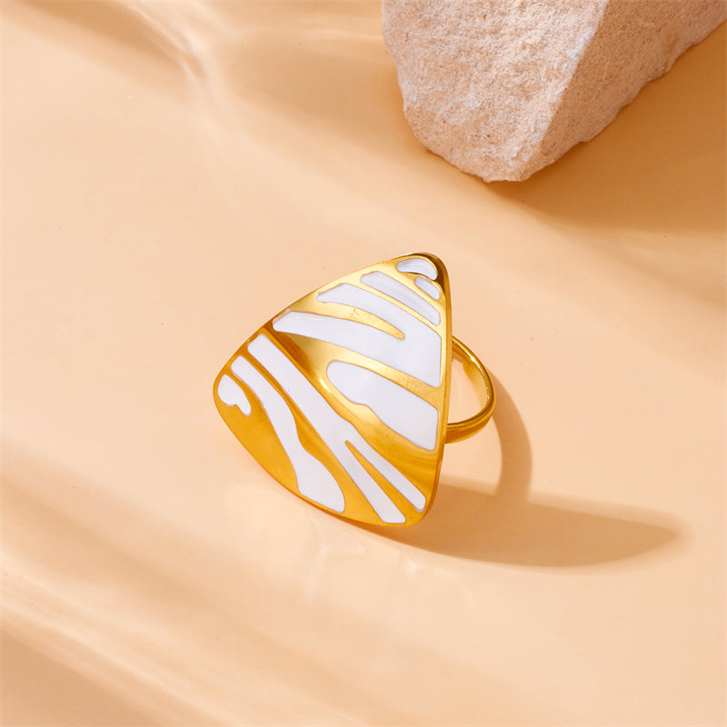 Gold Tone Zebra Pattern Pendant Necklace Ring Earrings Set for Women