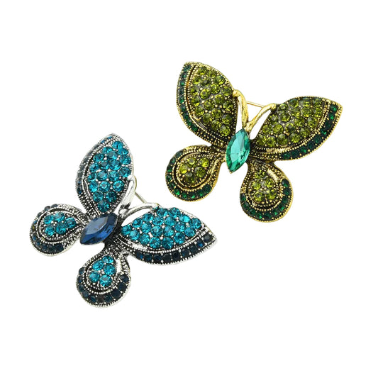 Butterfly Crystal Brooch Set (2pcs) – Rhinestone Fashion Pin