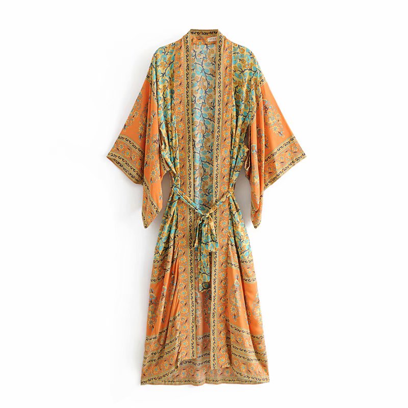 Floral Print Kimono Cardigan Beach Cover-Up Wrap