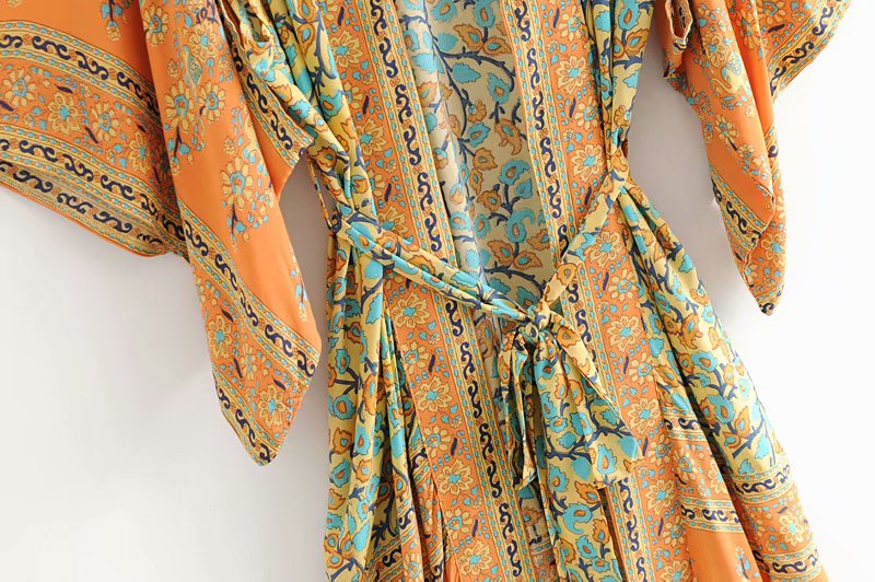 Floral Print Kimono Cardigan Beach Cover-Up Wrap