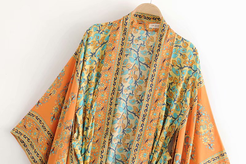 Floral Print Kimono Cardigan Beach Cover-Up Wrap