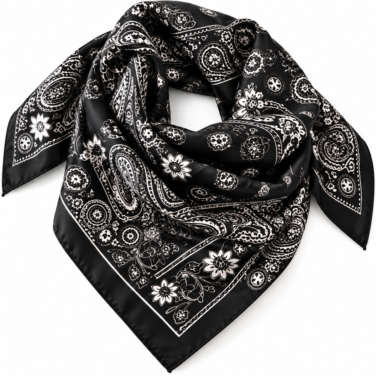 Women's 3-Piece Silk-Feel Paisley Square Scarf Set