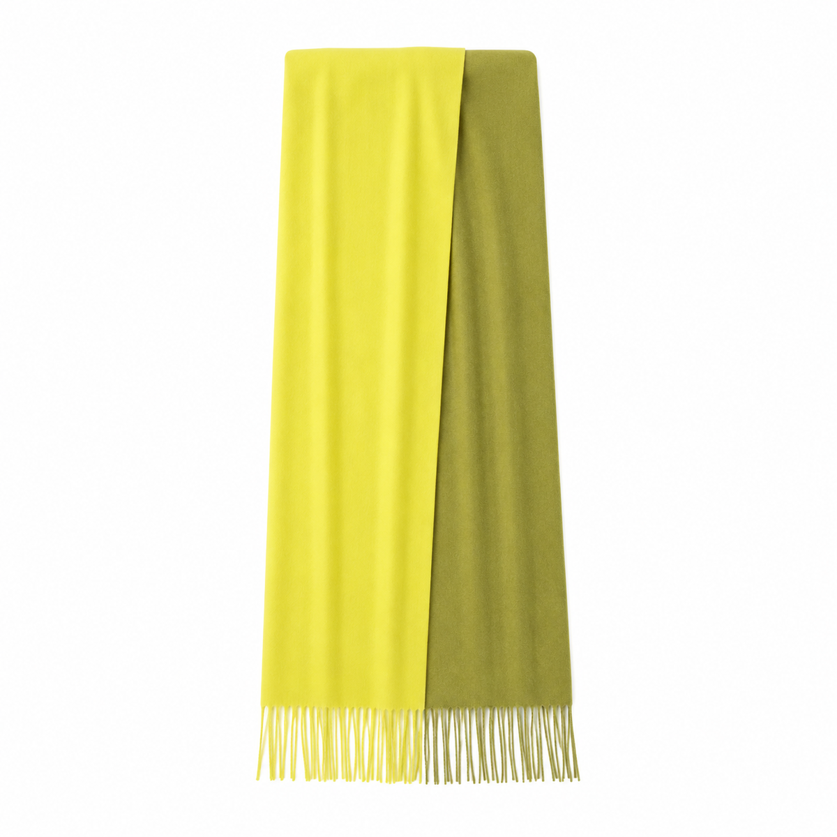 Women's Yellow Green Ombre Viscose Scarf Oversized Wrap Shawl with Fringe