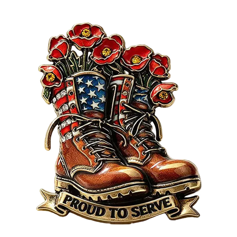 Proud to Serve Military Boots Brooch