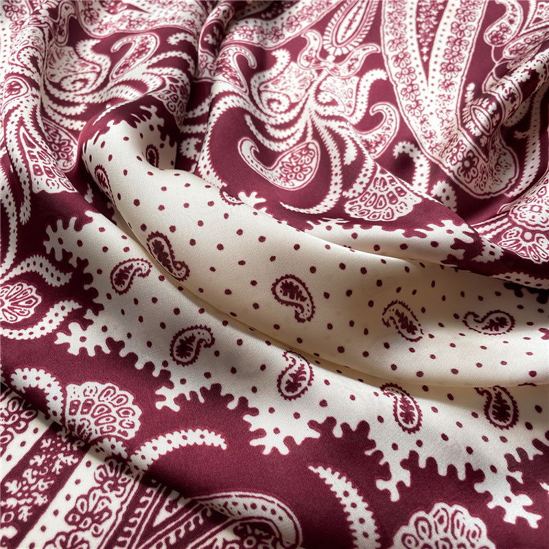 Burgundy Paisley Square Scarf for Women