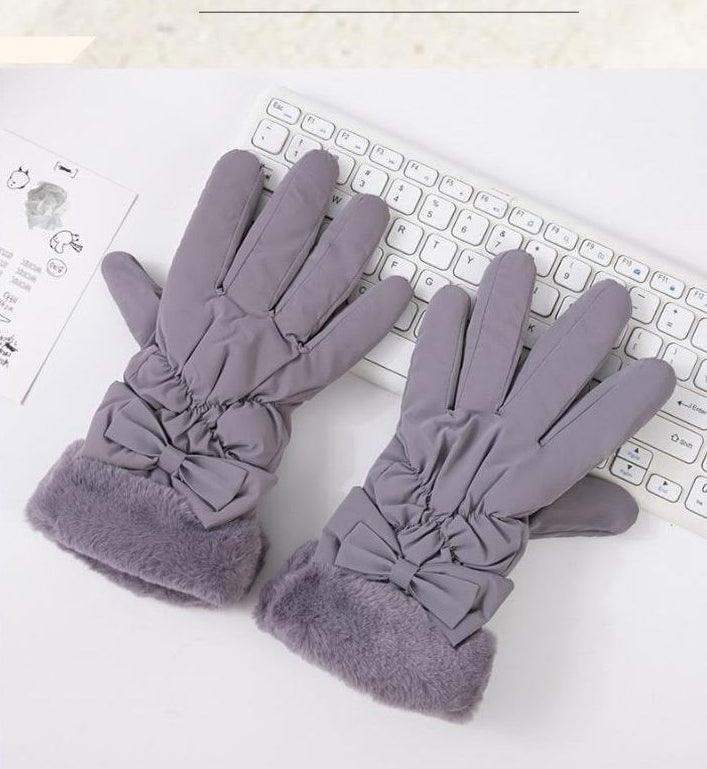Women's Waterproof Winter Gloves with Faux Fur Cuff & Touchscreen Tips