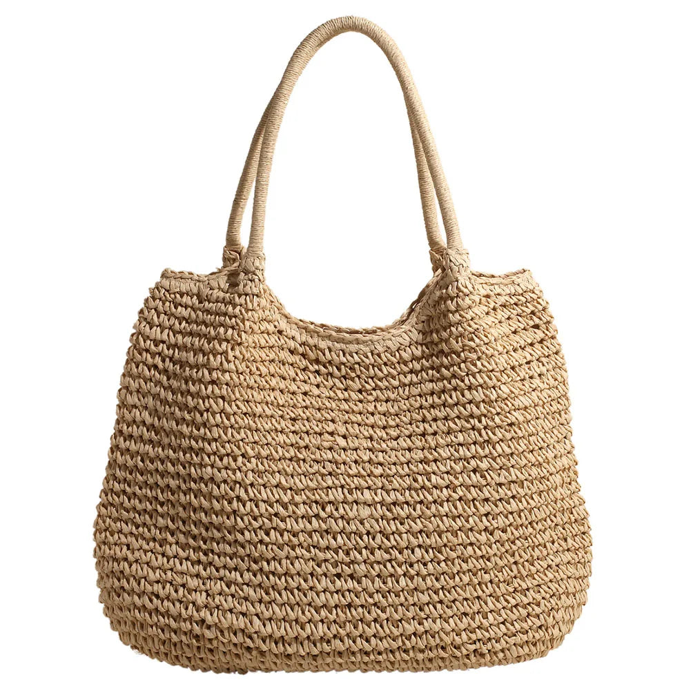 Woven Straw Shoulder Tote Beach Bag Handbag
