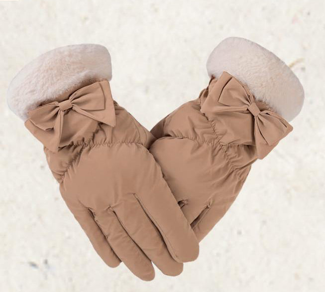 Women's Waterproof Winter Gloves with Faux Fur Cuff & Touchscreen Tips