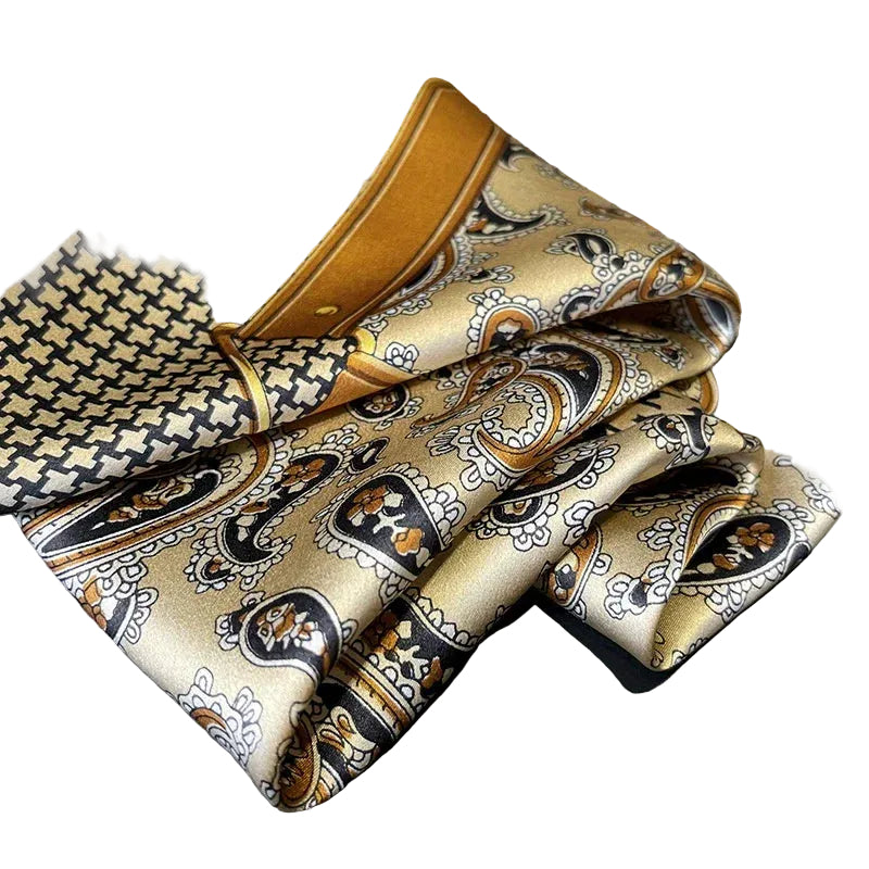 Paisley Houndstooth Square Silk-Feel Scarf