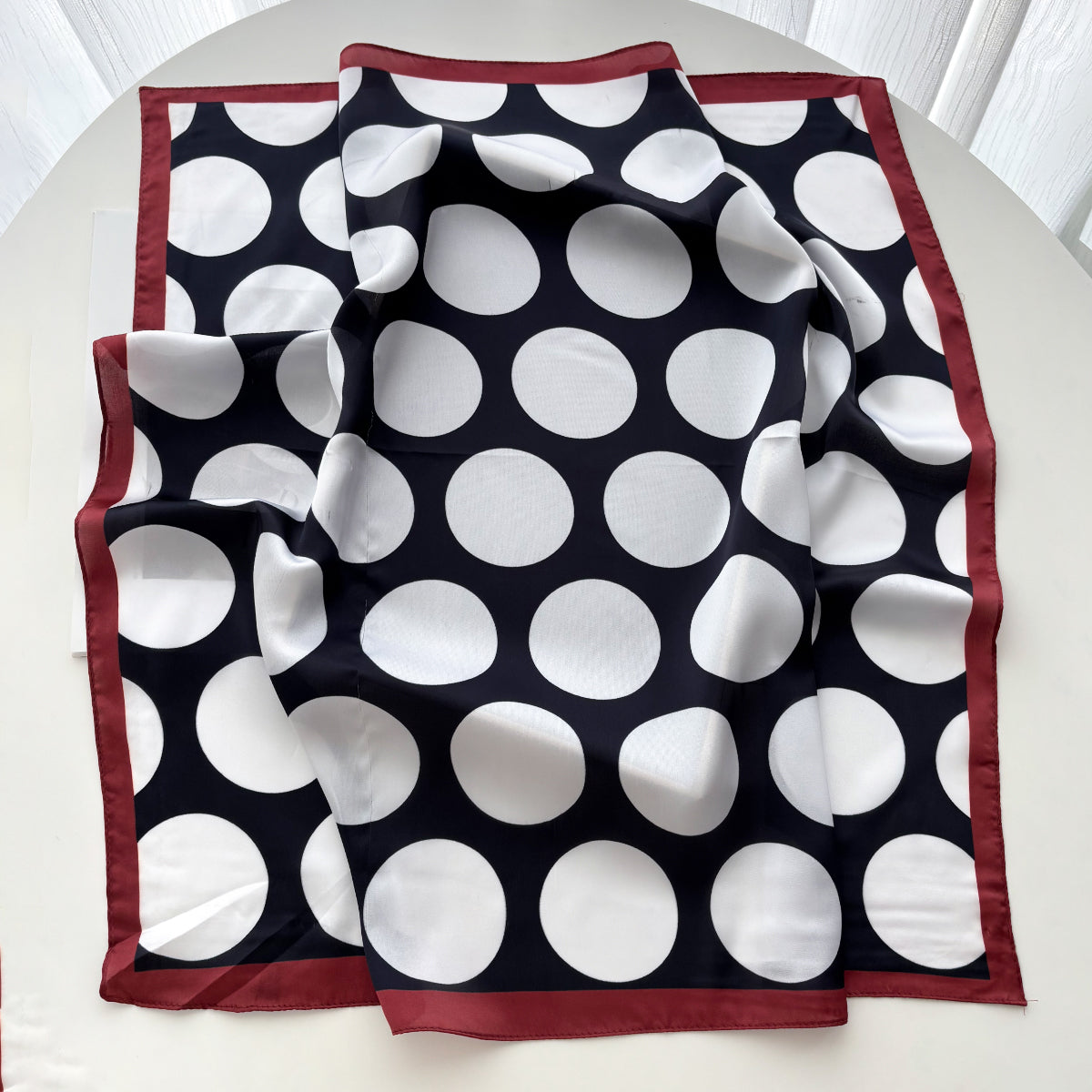 Bold Polka Dot Silk-Feel Square Scarf
