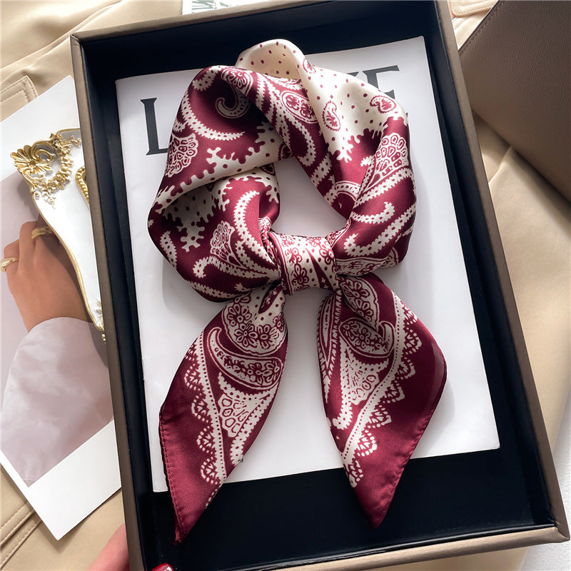 Burgundy Paisley Square Scarf for Women