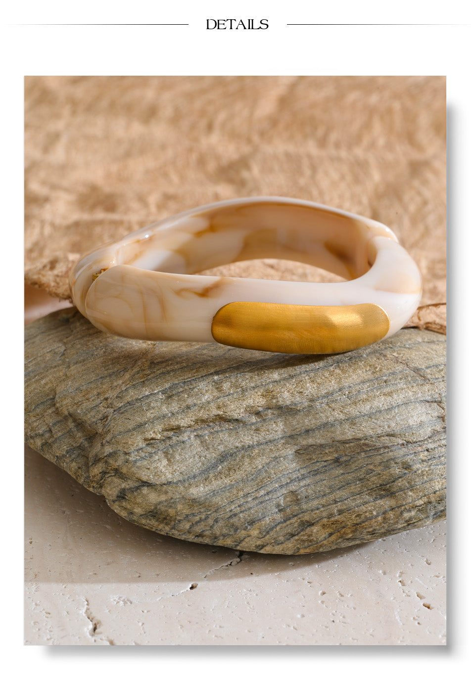 3 Piece Resin Metal Hinge Bangle Set Multi Tone Gold Accent Stackable Bracelets