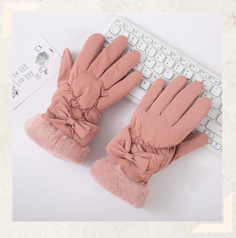 Women's Waterproof Winter Gloves with Faux Fur Cuff & Touchscreen Tips