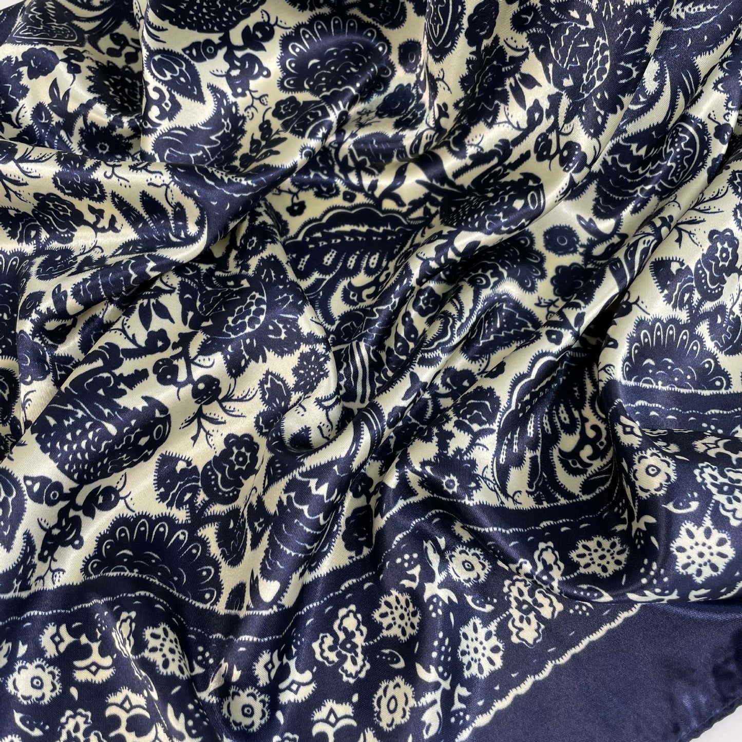 Blue Paisley Silk-Feel Square Scarf