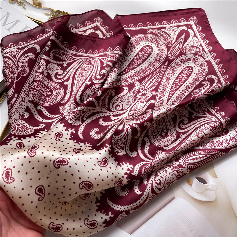 Burgundy Paisley Square Scarf for Women