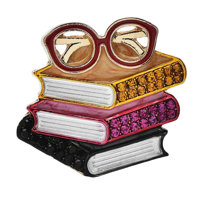 3PCS Crystal Book Brooch Pin Set | Teacher Librarian Reading Book Lover Gift