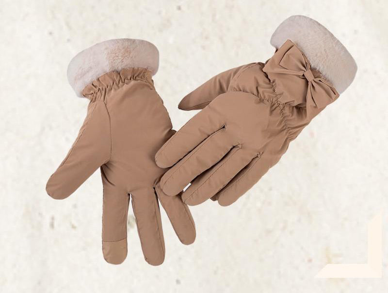 Women's Waterproof Winter Gloves with Faux Fur Cuff & Touchscreen Tips