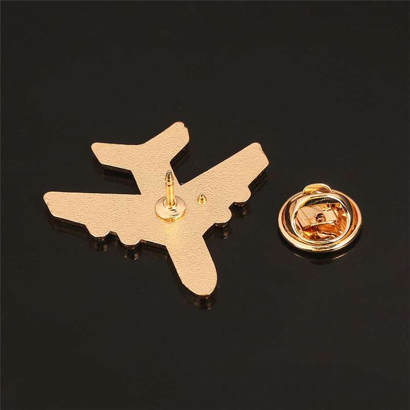 3-Piece Travel Brooch Set – World Traveler Airplane, Map & Passport Enamel Pins