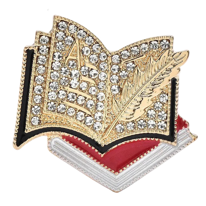 3PCS Crystal Book Brooch Pin Set | Teacher Librarian Reading Book Lover Gift