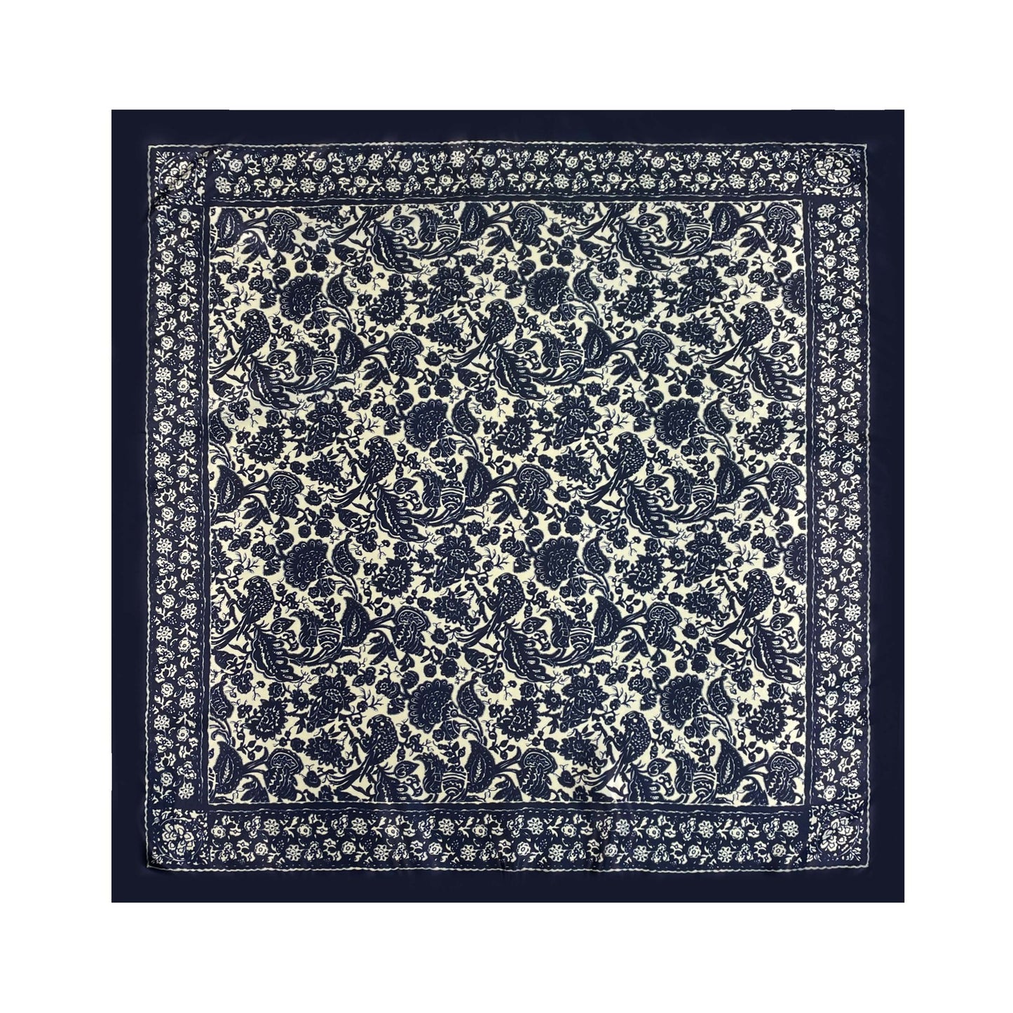 Blue Paisley Silk-Feel Square Scarf